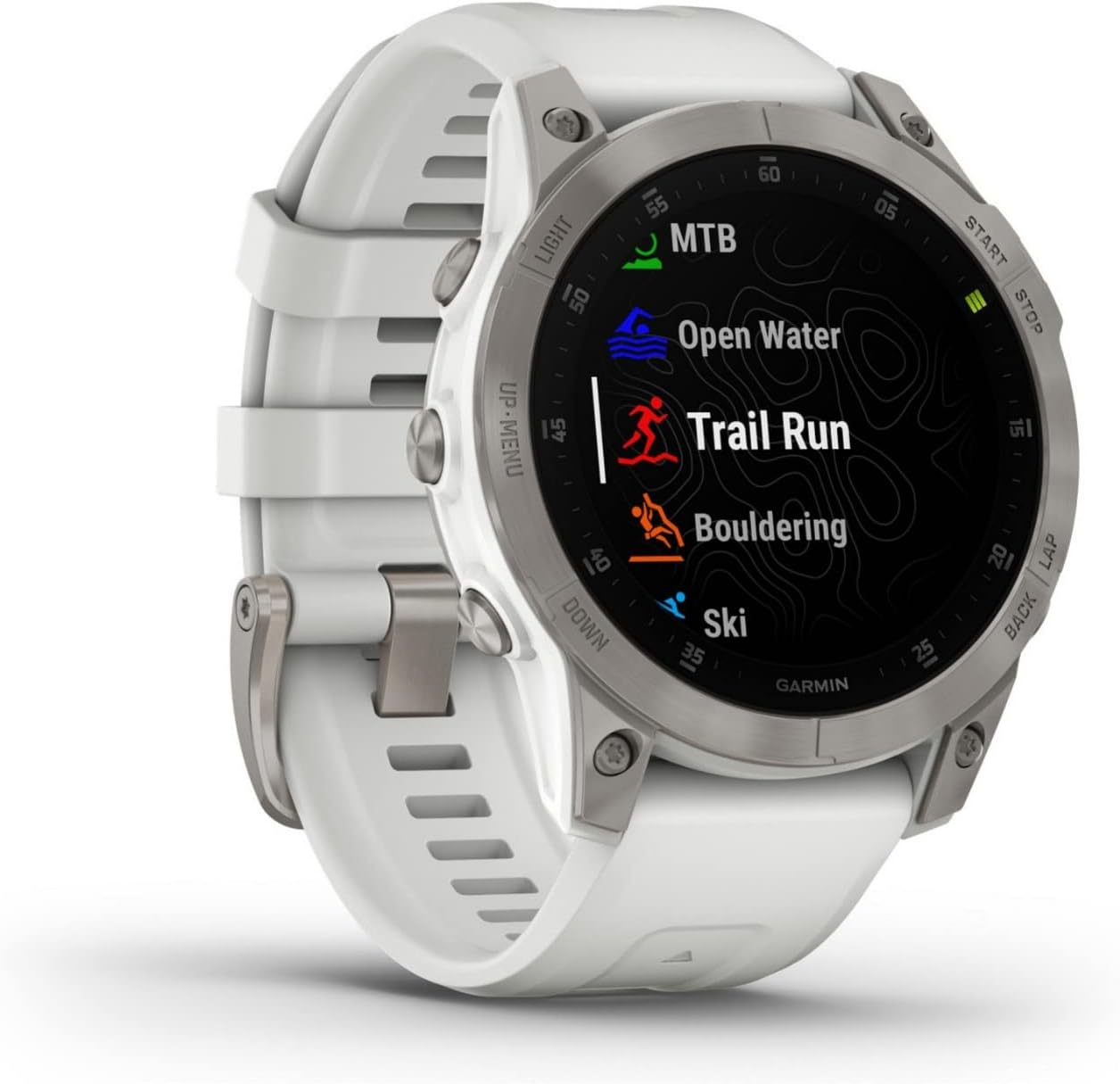 Epix Gen 2, Montre Intelligente Active Haut de Gamme, fonctionnalités de santé et de Bien-être, écran AMOLED à écran Tactile, Montre d'aventure avec fonctionnalités avancées, Titane Blanc Titane blanc Smartwatch