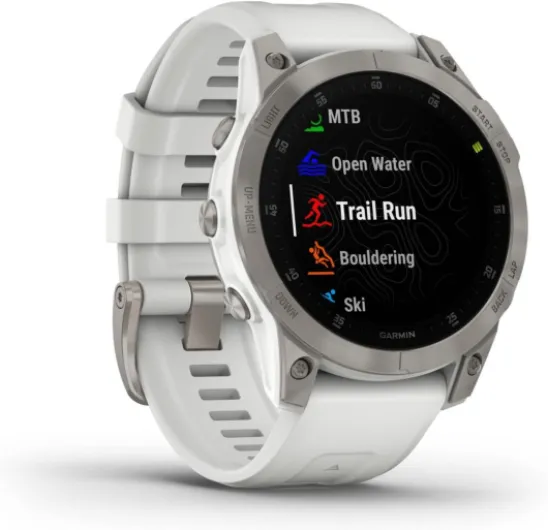 Epix Gen 2, Montre Intelligente Active Haut de Gamme, fonctionnalités de santé et de Bien-être, écran AMOLED à écran Tactile, Montre d'aventure avec fonctionnalités avancées, Titane Blanc Titane blanc Smartwatch
