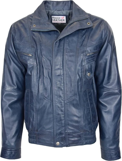 Robert Blouson bomber classique en cuir véritable pour homme