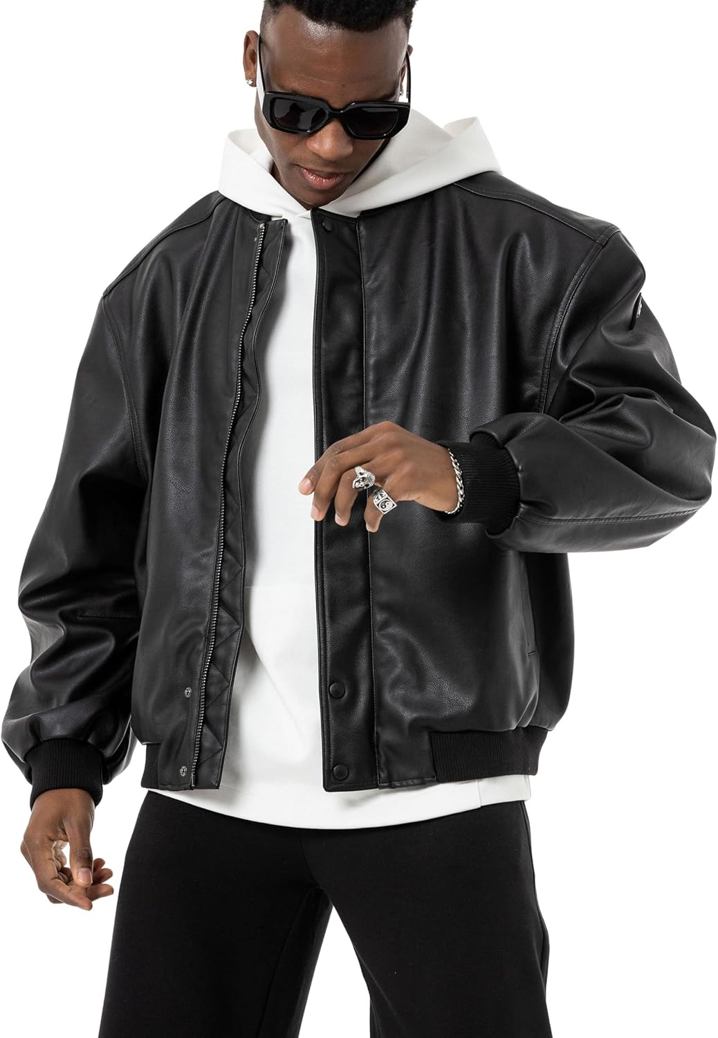 Red Bridge Veste bomber en cuir synthétique pour homme XL Noir