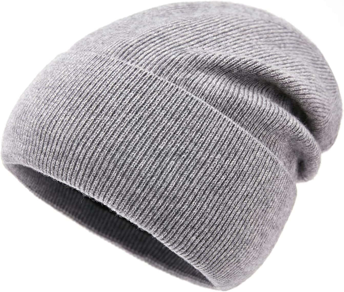 Lallier Bonnet 100% Laine mérinos pour Homme et Femme, Bonnet d'hiver Chaud en Tricot côtelé en Pure Laine avec boîte-Cadeau 54-61 Gris clair