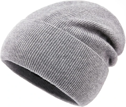 Lallier Bonnet 100% Laine mérinos pour Homme et Femme, Bonnet d'hiver Chaud en Tricot côtelé en Pure Laine avec boîte-Cadeau 54-61 Gris clair