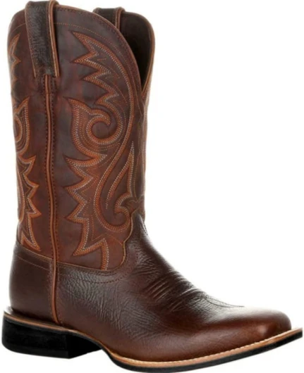 SWZEC Bottes de Cowboy Homme à Enfiler avec Bout Pointu Broderie Vintage Mode Classiques Western Bottes Longues Tailles 38-48