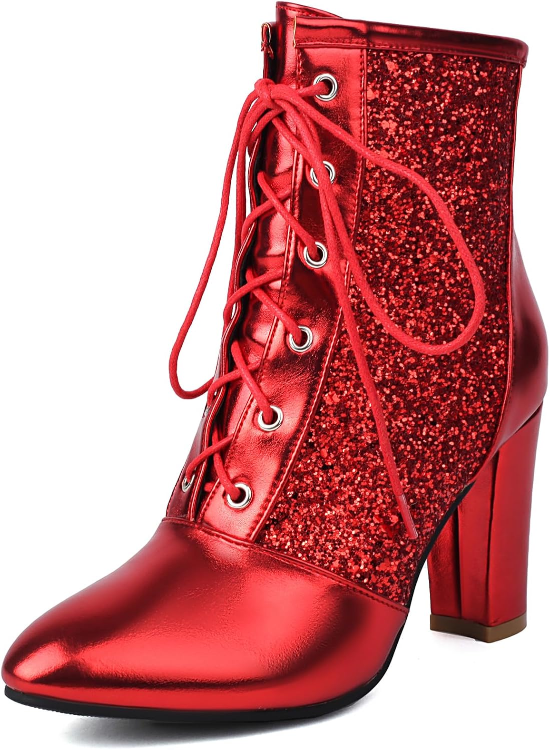 Bloc Lacets Pointu Briller Femme Bottes Motard