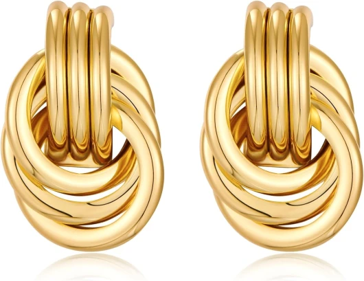 Sonateomber Boucles d'oreilles pendantes torsadées en perles pour femme – Boucles d'oreilles géométriques vintage hypoallergéniques pour tous les jours, bal, mariage, bijoux tendance
