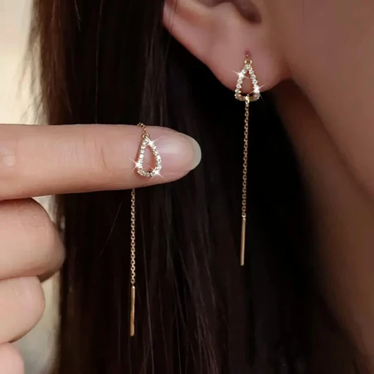 Atentuyi Boucles D'oreilles Clous Cz Boucles D'oreilles Enfilage Or Boucles D'oreilles Gouttes Chaîne Boucles D'oreilles Longue Chaîne Boucles D'oreilles Bijoux Pour Femmes Et Filles style 2