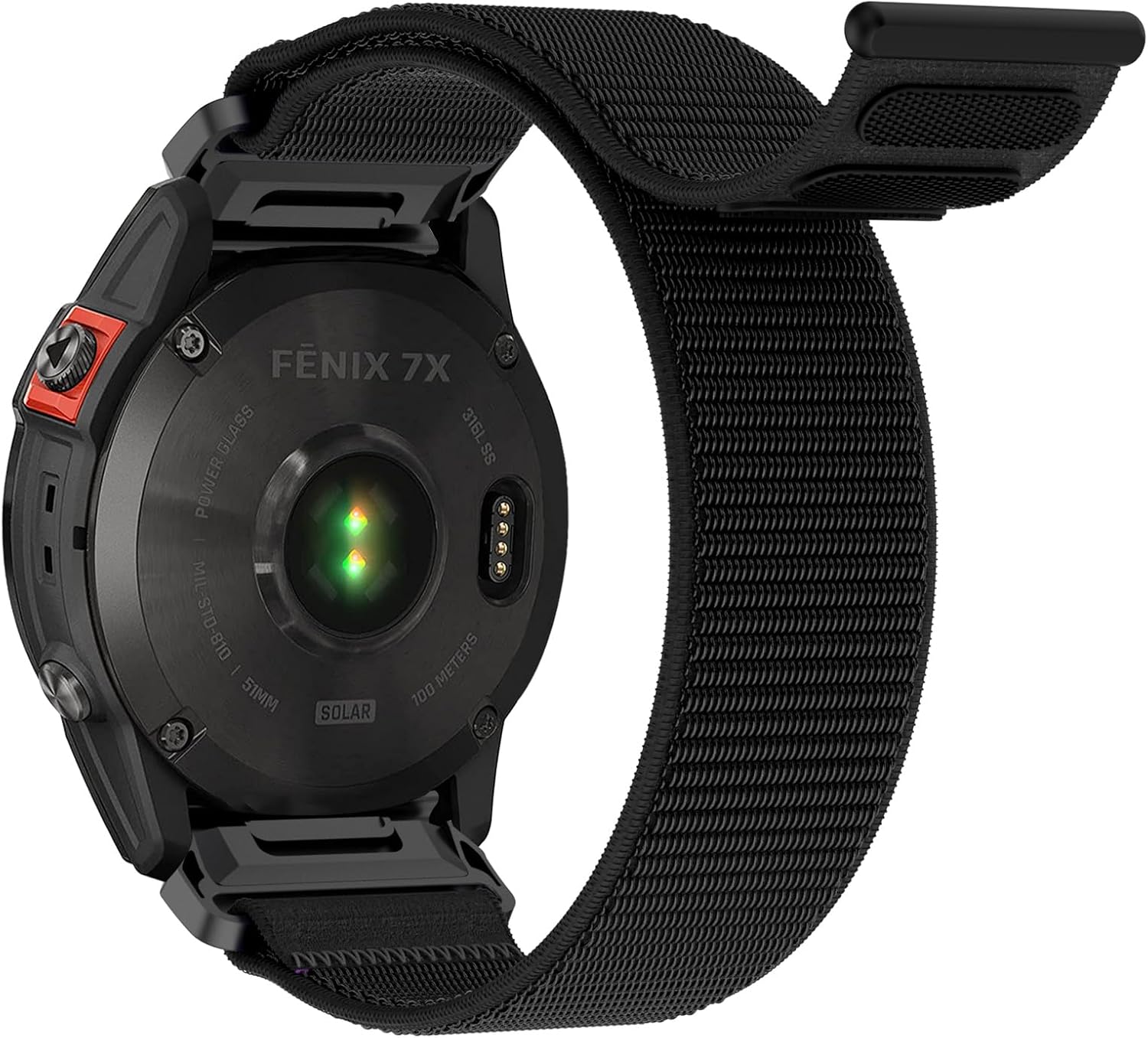 Bracelet pour Garmin Feinx 8 51mm, 26mm QuickFit Bracelet Souple Nylon Bracelet pour Garmin Enduro 3/Fenix 7X Pro/7X Pro Solar/7X/6X/6X Pro/5X/5X Plus/3/3 HR/tactix 7/tactix 7 Pro/Epix Pro 51mm Noir