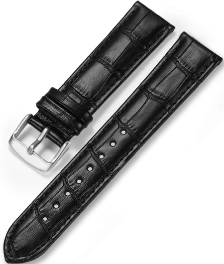 IStrap Bracelet de montre en cuir - Bracelet de remplacement en cuir de veau grainé d'alligator - Bracelet à boucle en acier inoxydable pour hommes femmes-18 mm 19 mm 20 mm 21 mm 22 mm 24 mm