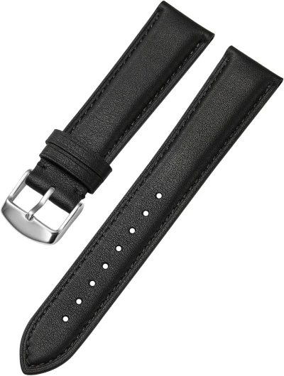 Afany Bracelet de montre en cuir pour hommes et femmes, bracelet de montre à déclenchement rapide, bracelet de montre de remplacement-Noir Marron Bracelet Noir-Boucle argentée 22mm
