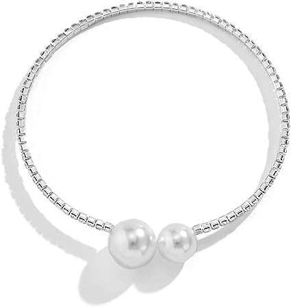 Bracelet en perles de carufine Bracelets en argent avec cristaux ouverts Bracelets pour femmes et filles