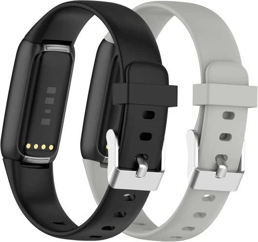 BDIG 2 Pièces Bracelet pour Fitbit Luxe, Bracelet Fitness Bande de Remplacement en Silicone Strap Extensible Compatible avec Fitbit Luxe L(6.1"-8.7") 2PC-C