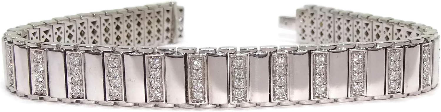 Bracelet semi-rigide avec diamants 1,41 ct en or blanc 18 carats très résistant., Or blanc Pierre, Diamant