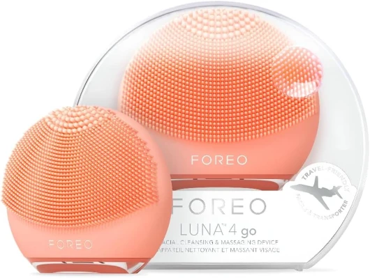 LUNA 4 go Brosse Nettoyante, Massante & Raffermissante Visage - Brosse Premium - Améliore l'absorption des soins - Accessoires de voyage visage - Tous Types de Peau - Peach Perfect