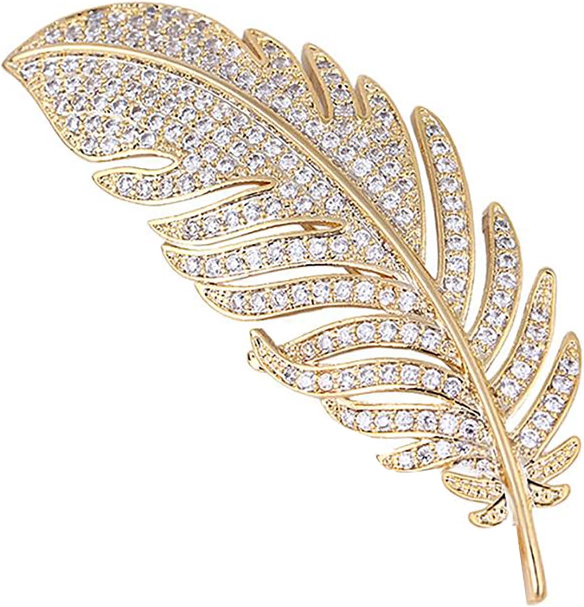 Ryaupy Broche Rétro Plume, Cardigan éléGant Broche en Métal, épinglette DéLicate à la Mode, Plume Noble Mode Fête Broche, pour Femme Chapeau Sac Mariage Anniversaire éléGant Robe Accessoires (Doré)