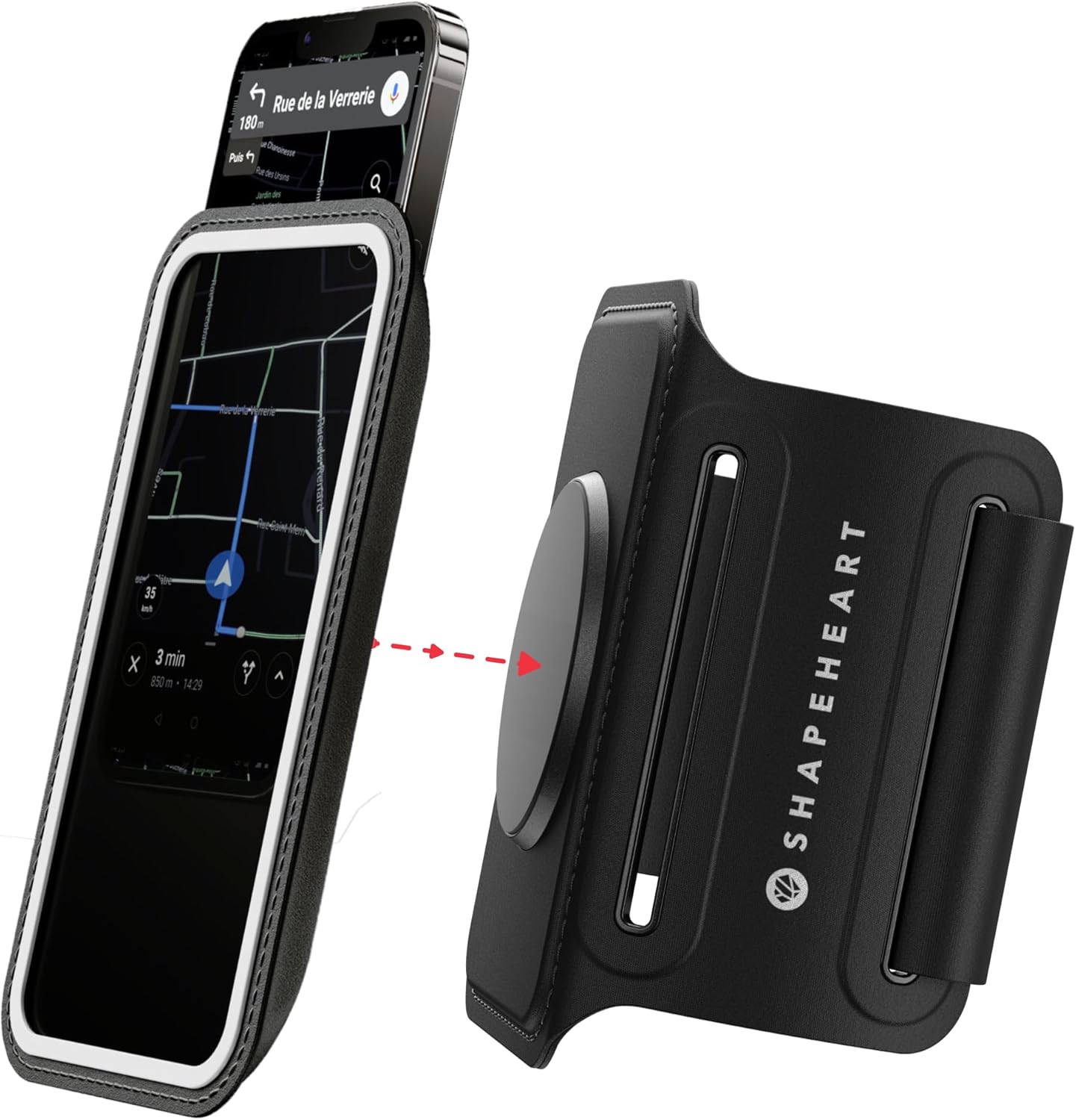 Innovation française - Le Seul Brassard Telephone Sport magnétique et Universel - Porte Telephone Course a Pied et Running - Pochette Telephone Portable Sport - s'adapte à Tous Les Bras 2XL - Téléphone jusqu'à 17,2 cm