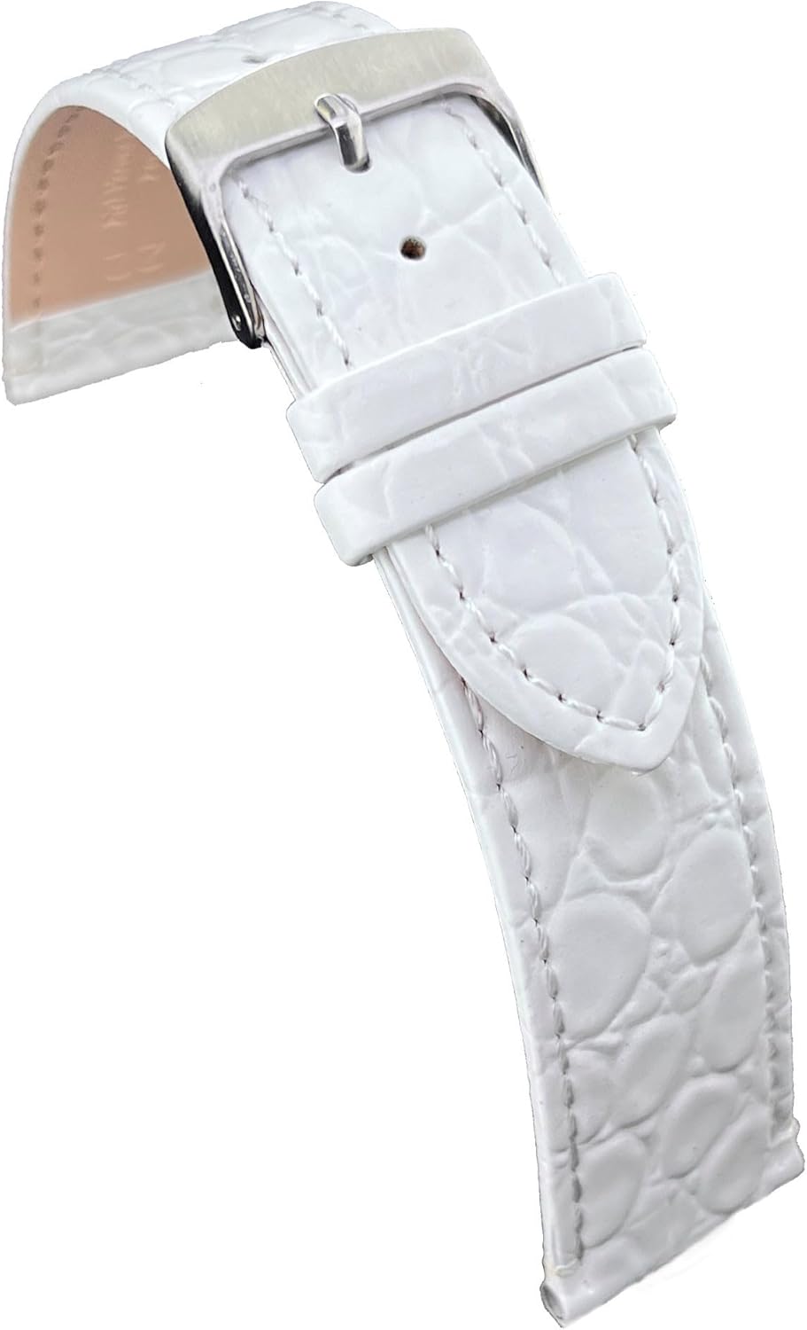 Bracelet en cuir pour montre classique – Cuir de vache avec motif crocodile à écailles rondes – Plat, style classique, boucle en acier – Tailles 12mm 14mm 16mm 18mm 20mm 22mm P209