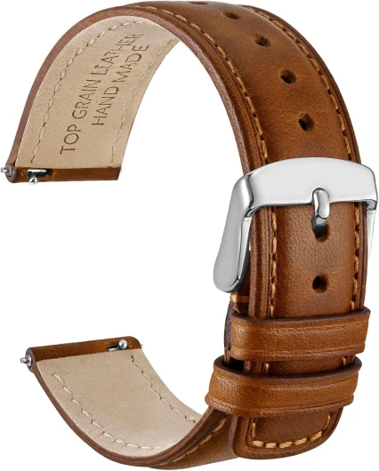 Bracelet de Montre à Dégagement Rapide, Cuir Véritable en Détresse, Boucle en Acier Inoxydable, Largeur de Bande 18mm 19mm 20mm 22mm 24mm