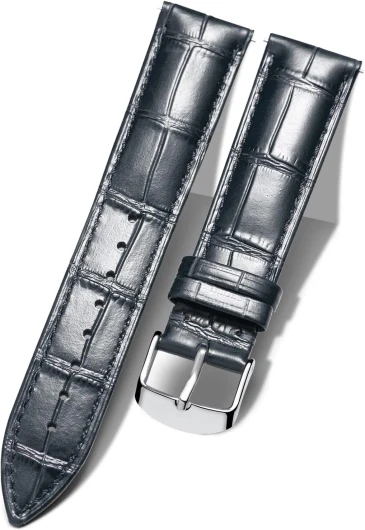 Bracelet de Montre en Cuir Crocodile Véritable Remplacement Montre Bracelet à Dégagement Rapide Etanche 10 Couleurs 13 Tailles pour Hommes Femmes Boucle au Choix Doré/Rose-Or/Argent(10-24mm)