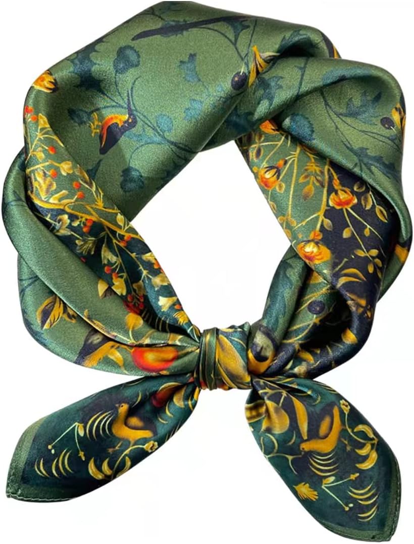 Andantino - Foulard carré 100 % pure soie de mûrier pour cheveux - 68 cm - Pour homme et femme - En soie naturelle - Imprimé numérique
