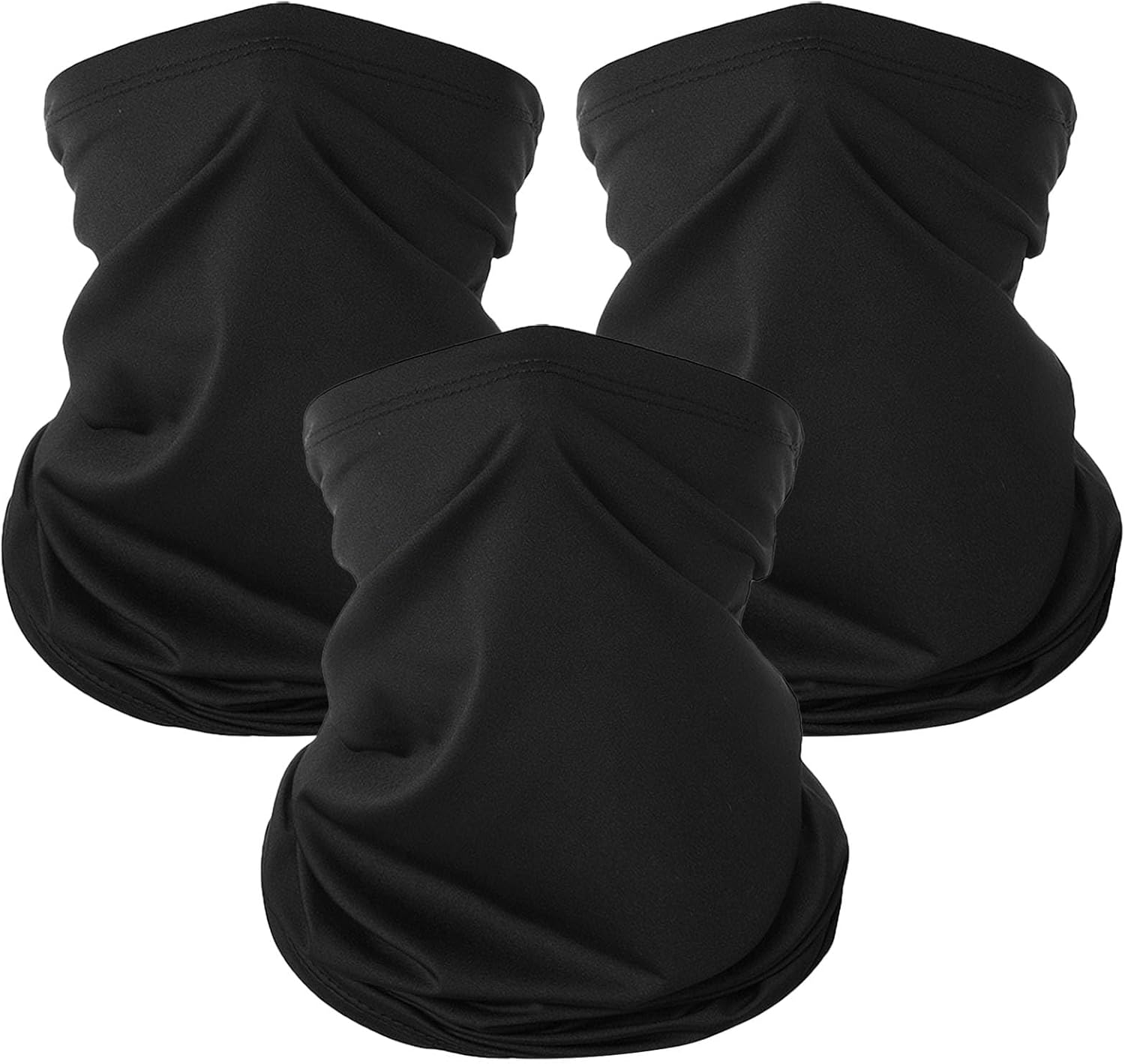 KEYRI 3 Pièces Cache Cou pour Homme et Femme Tour de Cou Elastique Multi-Usage Unisexe Bandeau Cache Cou Tubulaire D'hiver Séchage Rapide Tour de Cou pour Ski Course Moto Vélo 3 Noir