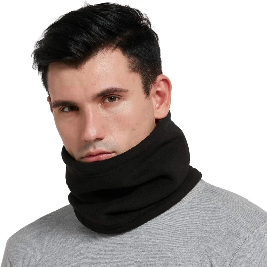 HGDGears Cache-cou en polaire coupe-vent thermique pour homme et femme - Pour l'hiver et le froid - Pour sports de plein air L Noir