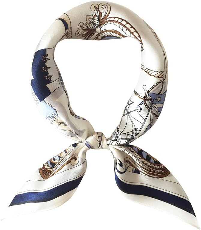 Foulard carré 100 % soie de mûrier, léger, 53 x 53 cm