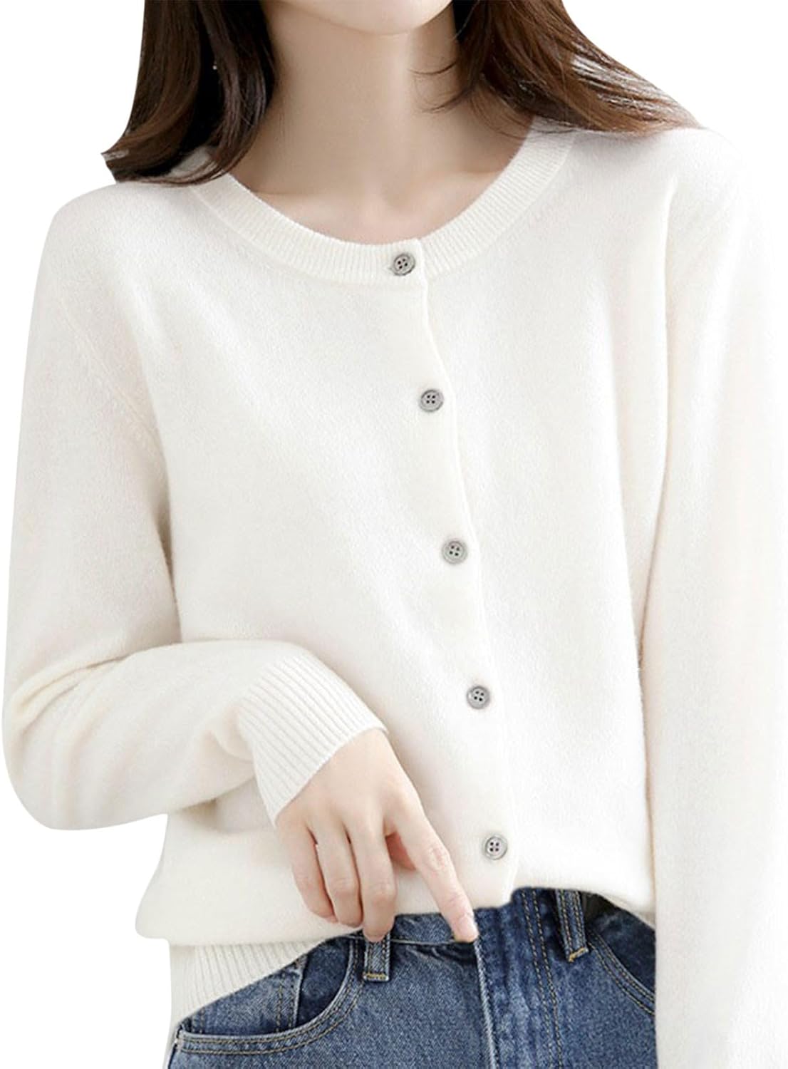 Gilet Femme Cardigan Pull Cachemire Col V Long Grande Taille Gilets Chic et Elegant LéGer Manches Longues Laine Cardigan avec Boutons Pull En Tricot Mode EláStique Top Hiver Chaud Vetement Femme