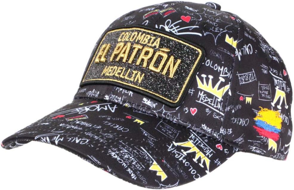 Casquette El Patron Noire et Dorée Strass Streetwear Colombia Medellin Baseball - Mixte