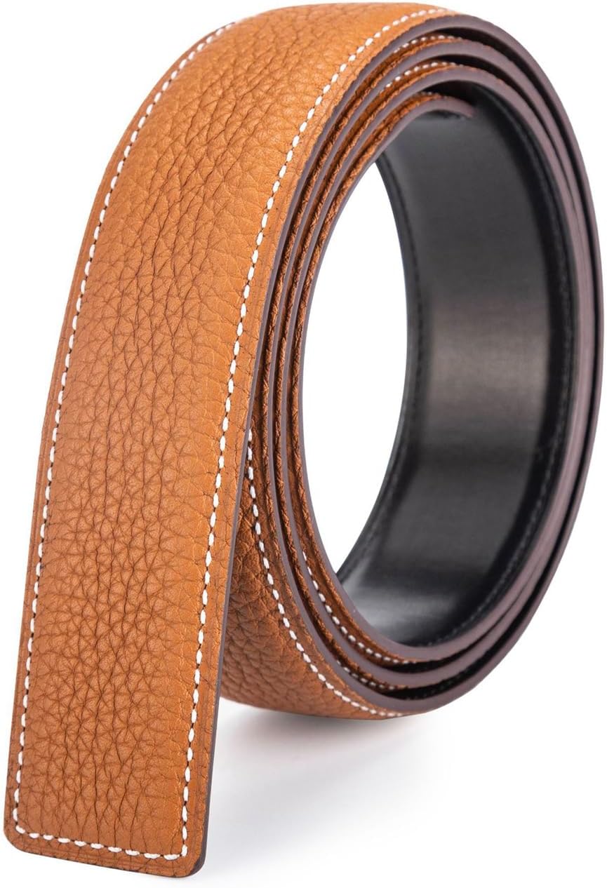 Vatee's Sangle de ceinture de rechange en cuir véritable pour Femmes/Hommes sans boucle 32 mm/34 mm/38mm de large 154: Jaune EU85 Large 32mm