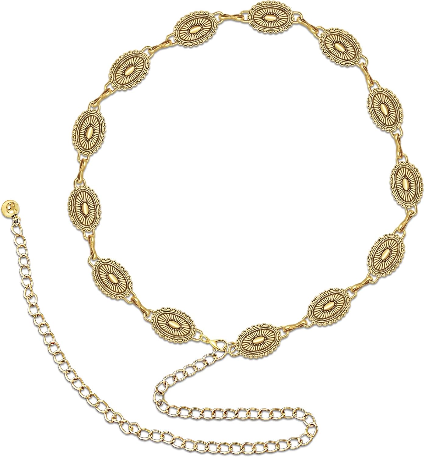 KELAV Ceinture Chaine, Ceintures Femme, Ceinture Bijoux, 105cm Taille Ajustable, Chaine de Taille Femme