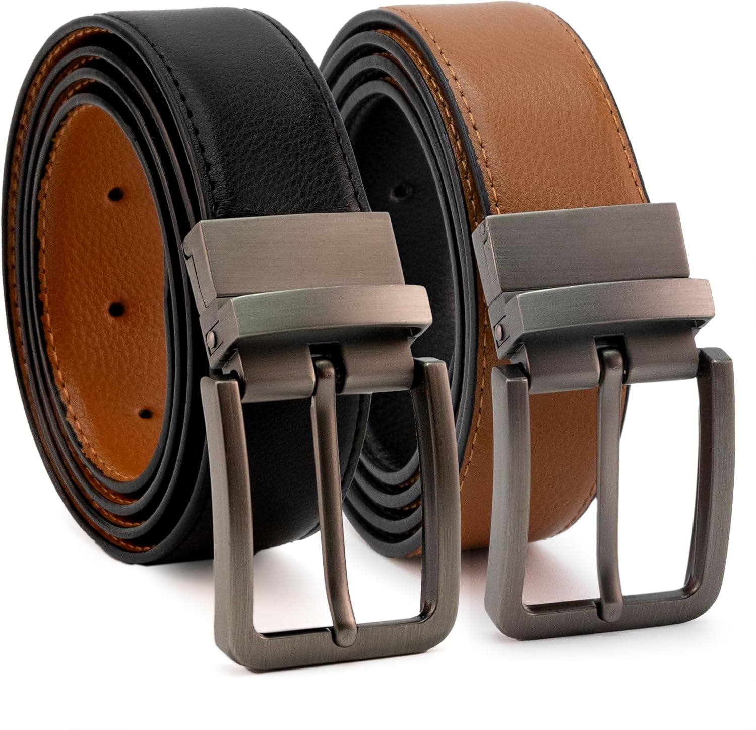 CINTURONTOP Ceinture réversible en cuir pour homme (1 pièce) - Idéale pour costumes et jeans, affaires et décontractés, ajustement confortable et précis, couleurs noir et marron foncé Medida : 100cm / Talla pantalón 34-40 Noir et Marron Clair