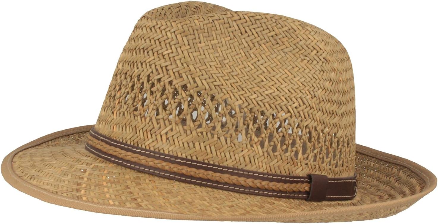 Breiter Chapeau de Soleil en Paille Bogart Chapeau d'été Tissée à la Main 100% Paille - Unisexe - Matériau Léger - Confortable et Durable - Doux pour la Peau, Naturel