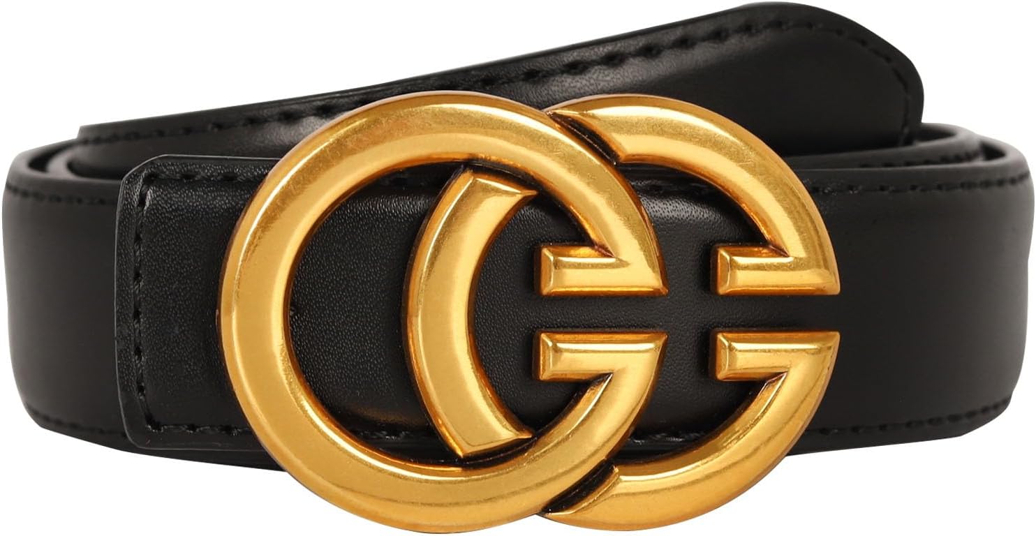 Aurolran Ceinture en cuir avec boucle en métal classique pour femme à porter sur une robe ou sur un jean A013-noir 105cm: Fit Waist Size 28-33 Inches