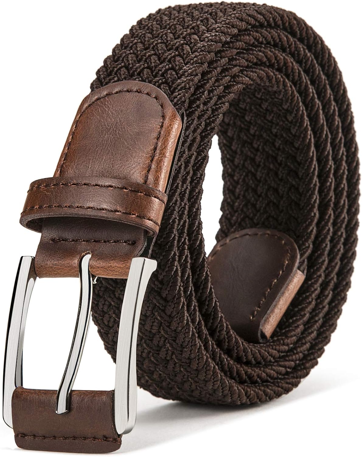 Ceinture Homme, Tressée de Golf Ceinture Tissus Femme et Homme Ceinture Élastique 35mm 125cm/42"-46"taille réglable Marron Profond1349