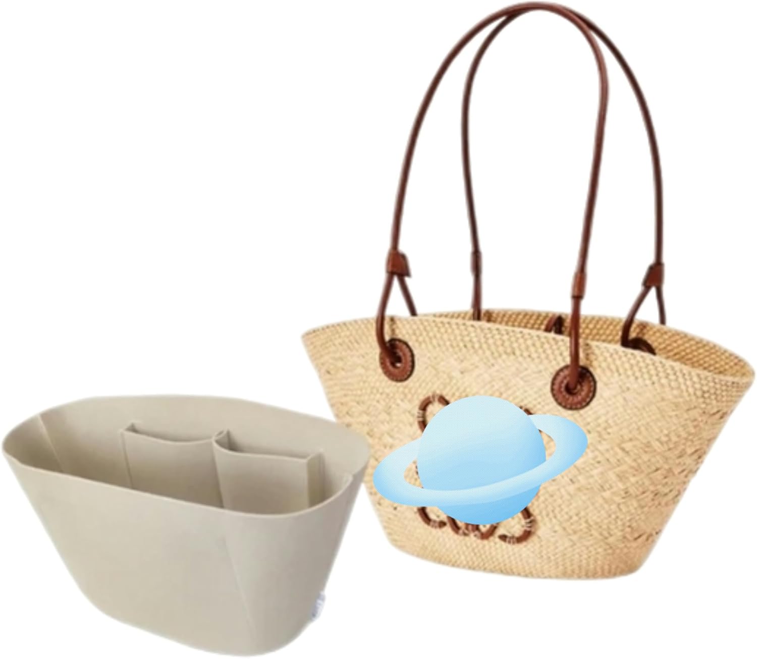 Xoppia Organiseur de sac compatible avec le sac panier Loewe Anagram Doublure en feutre pour sac à main fourre-tout pour femme (Style A, M) Style A Medium