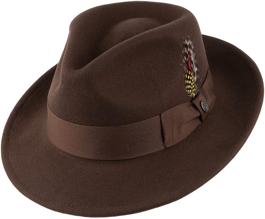 Jaxon & James Chapeau Fedora en Laine Feutrée Déformable C-Crown Noir S Marron