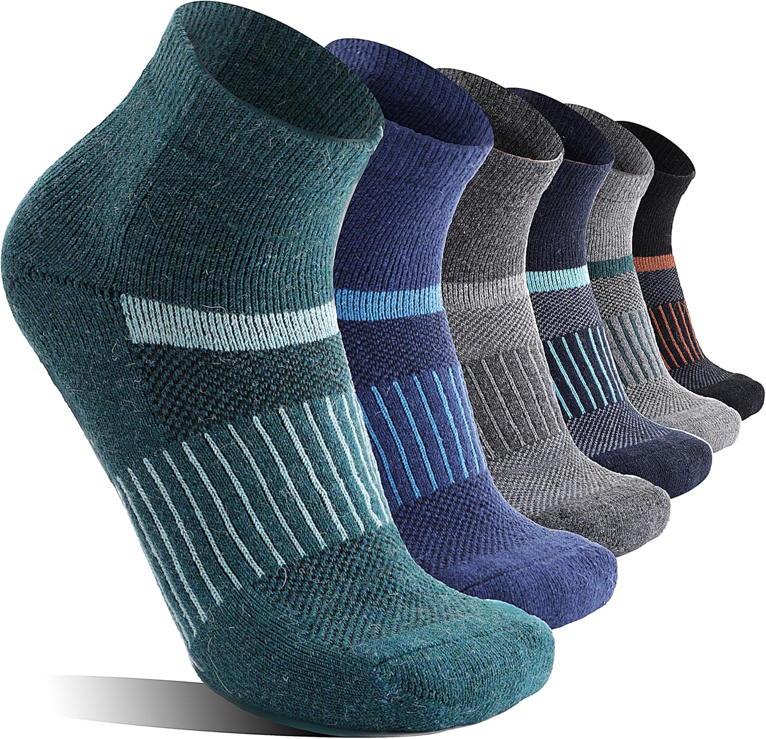 MOSEY KOSY 6 Paires de Chaussettes en Laine Mérinos pour Hommes et Femmes Thermiques Respirantes pour Randonnée Marche Course Travail et Hiver Série Sombre 42-46