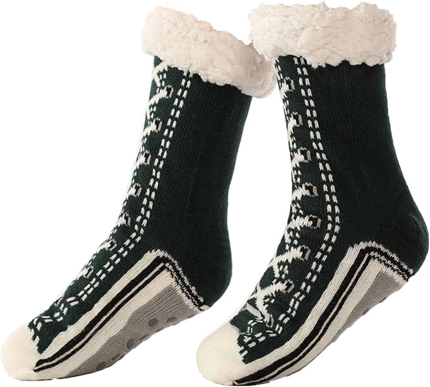 YuchiFa Chaussons en cachemire ultra-épais, chaussettes d'hiver chaudes, chaussettes pantoufles avec poignées pour femmes et hommes