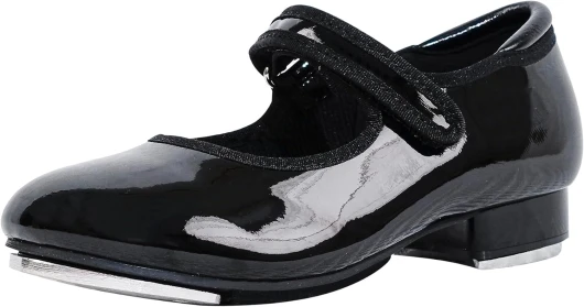 Chaussures de Claquettes pour Filles et Garçons, Tap Chaussures de Danse en Cuir Verni Mary Jane avec Attache Crochet et Boucle pour Enfants