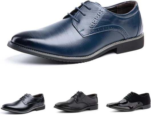 Chaussure Derby Hommes Cuir Artificiel Ville Chaussures Habillées Homme Oxfords Mariage Commercial Classique Lacets Noir Bleu Brun Kaki EU37-EU48