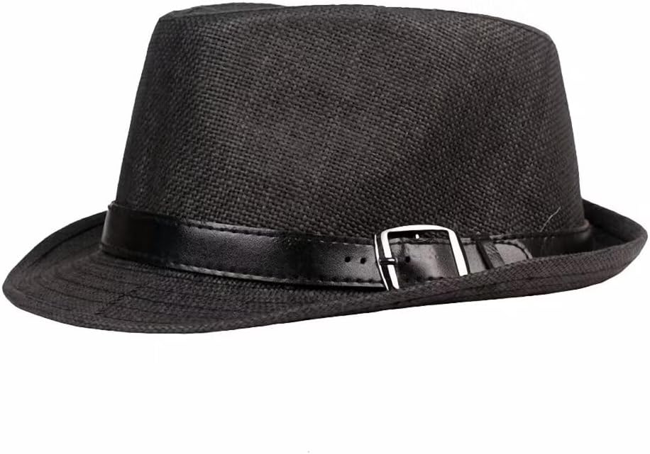 Plancholo Chapeau Fedora à bord court pour homme et femme - Chapeau de paille Panama classique
