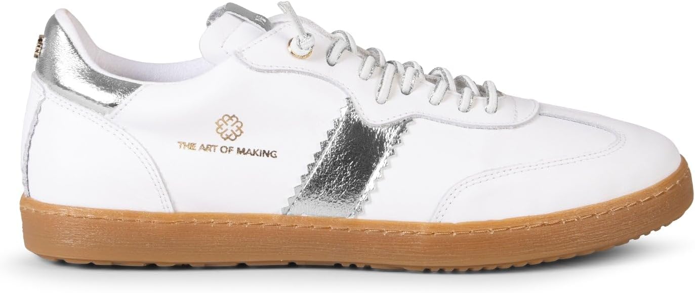 Baskets pour Femme en Cuir 37 EU Blanc et Argenté