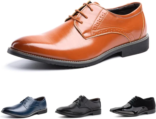 Chaussure Derby Hommes Cuir Artificiel Ville Chaussures Habillées Homme Oxfords Mariage Commercial Classique Lacets Noir Bleu Brun Kaki EU37-EU48 43 EU Hw1 Kaki