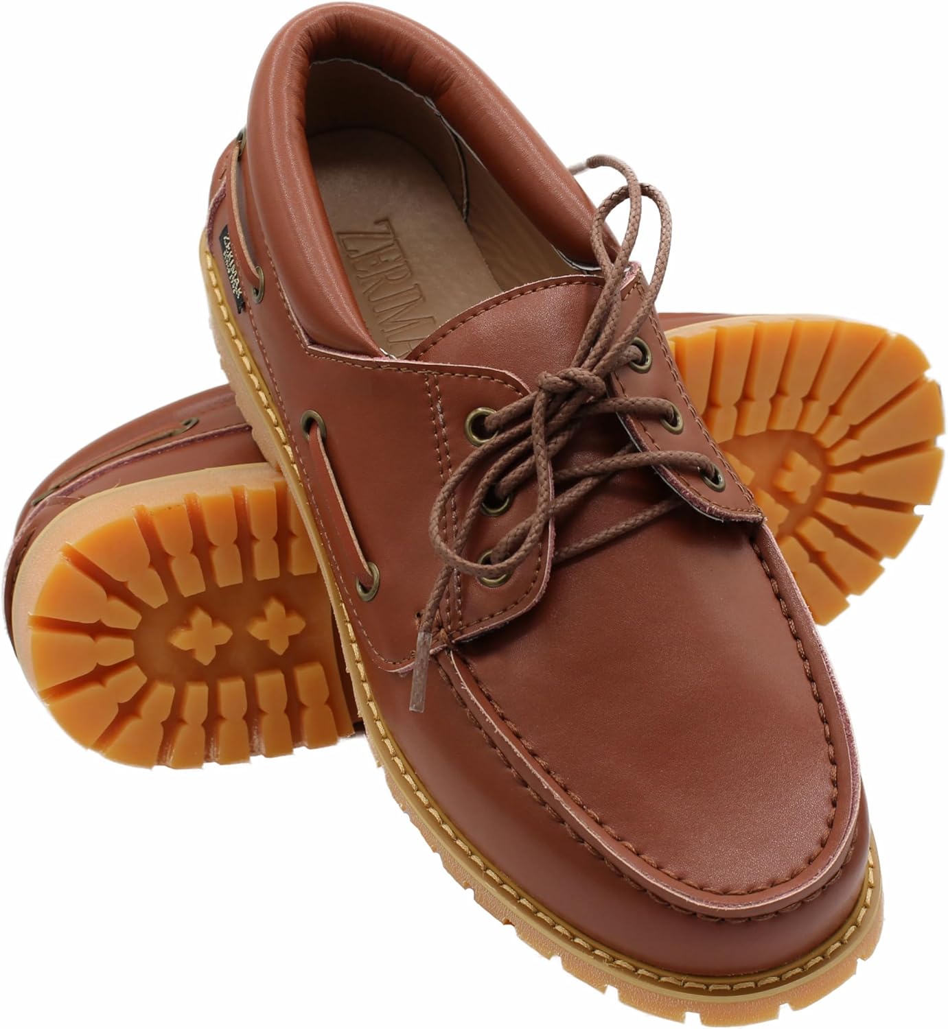 Chaussure Nautique en Cuir pour Homme - Chaussure Bateau Homme - Chaussure de Bateau Homme - Mocassins Homme 41 EU Tan Nouveau