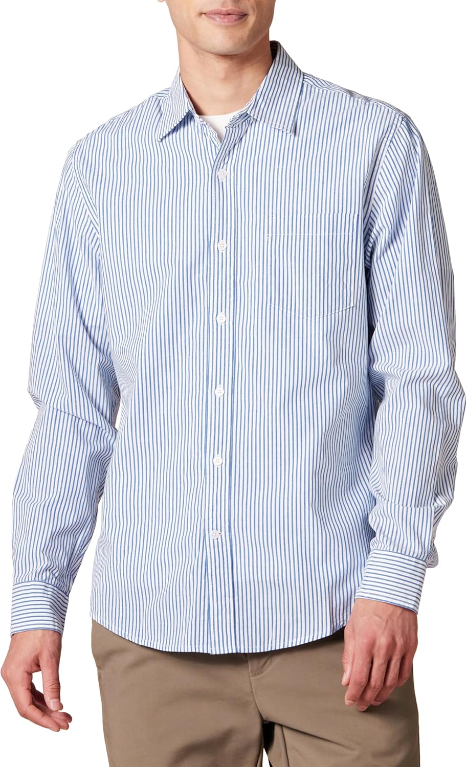 Chemise en Popeline à Manches Longues Coupe Ajustée Homme