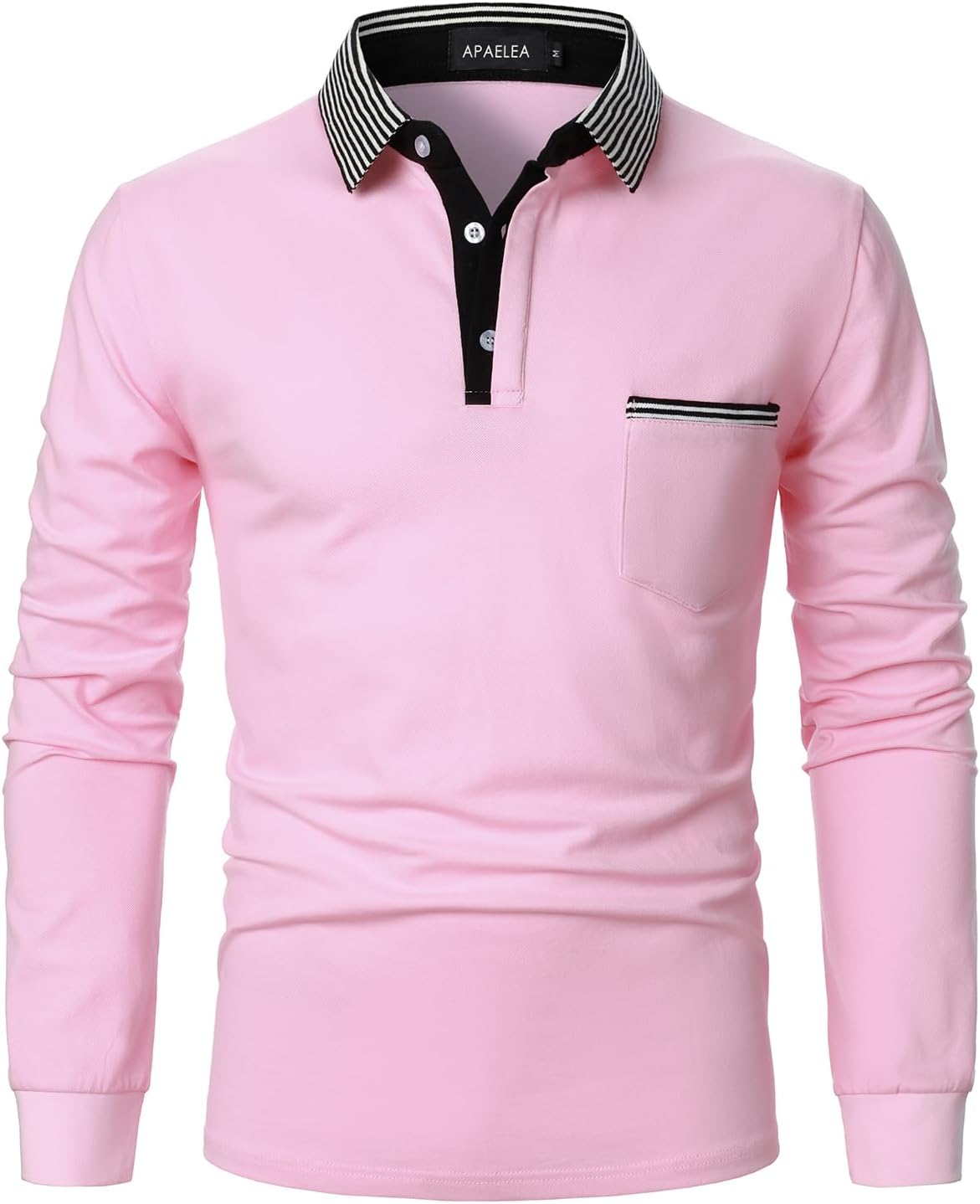 Polos Manches Longues Homme à Rayures Chemises en Coton Décontracté T-Shirt de Golf