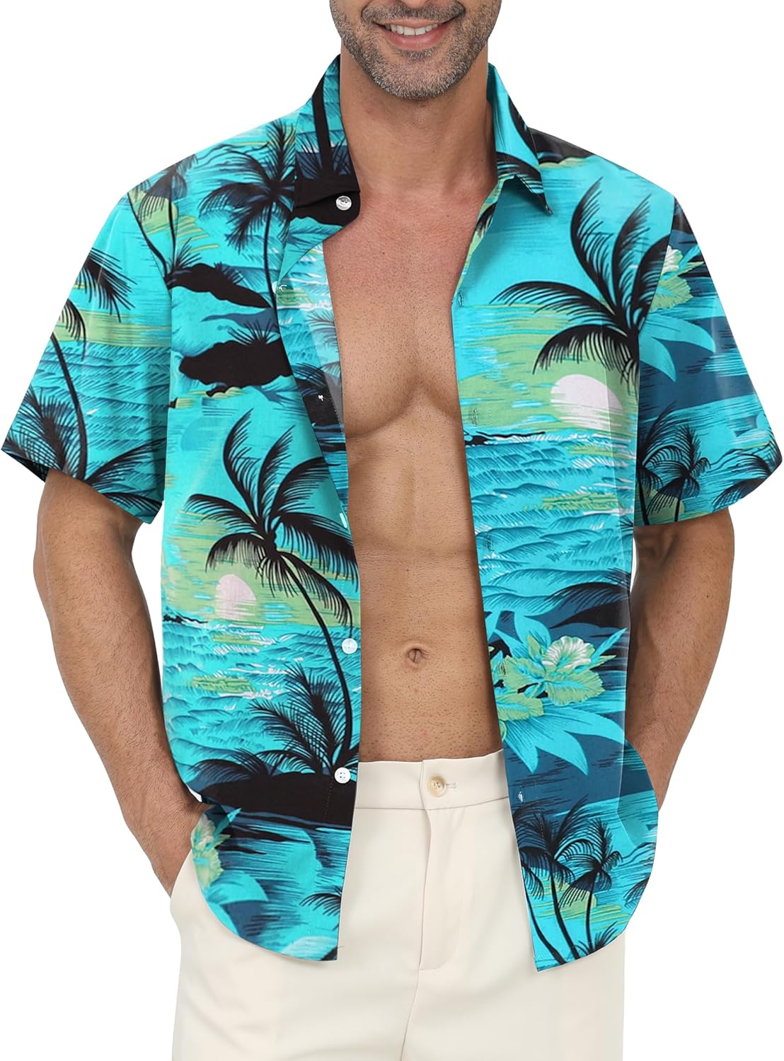 Gavliuu Chemise hawaïenne pour Homme – Chemise hawaïenne boutonnée à Motif Floral imprimé décontracté à Manches Courtes