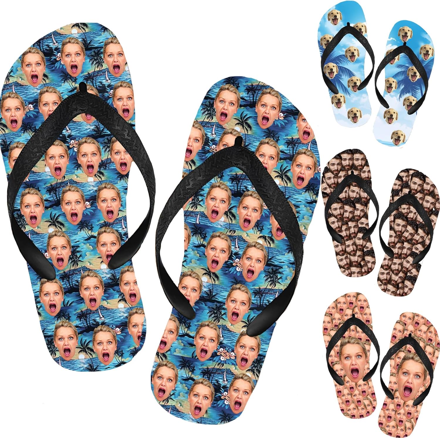 Tongs Personnalisées, Claquettes de Plage d'été Personnalisées avec Logo Photo, Unisexe Dames Hommes pour Cadeau de Plage Style 15 Custom