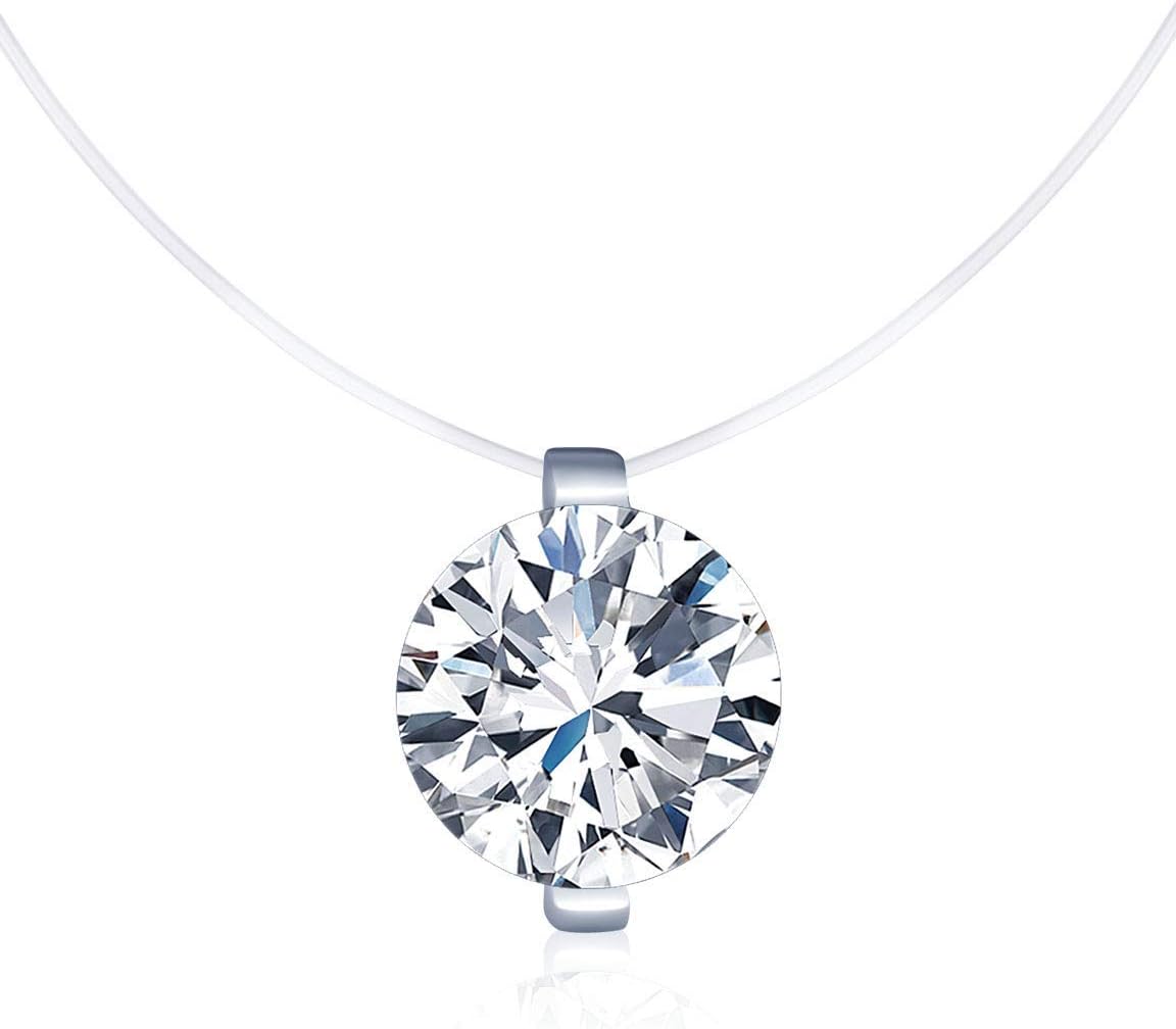 Unendlich U Collier invisible femme collier de la clavicule élégant solitaire zircon le fil nylon transparent