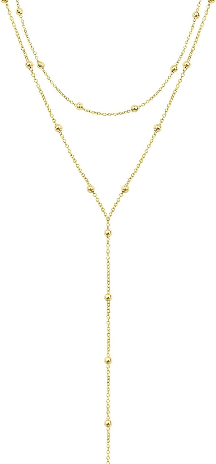 Chaîne longue en Y pour femmes, Colliers Femmes en Or pour, Collier Or pour Femmes Collier Pendentif Forme Y, Chaîne Longue élégante Femme, Bijoux Simples Bijoux Tendance Empilés pour Femmes